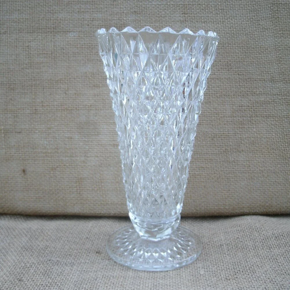 Vintage Indiana Glass Diamond Point Vase